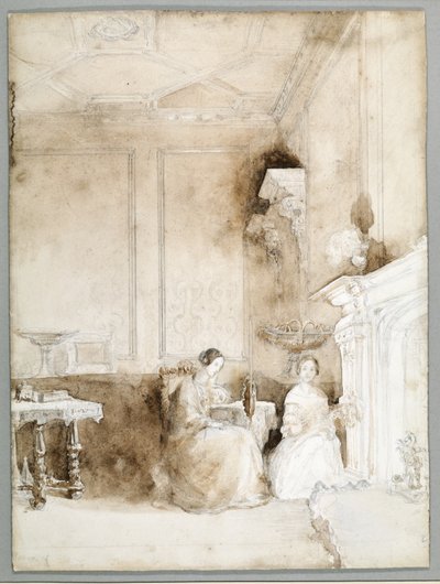 Florence Nightingale et Marianne Nicholson dans le salon à Embley, vers 1830 - Parthenope Nightingale